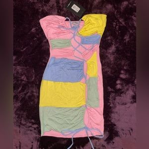 Fashion Nova color block dress sz XS